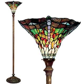 Tiffany-style Green Dragonfly Torchiere