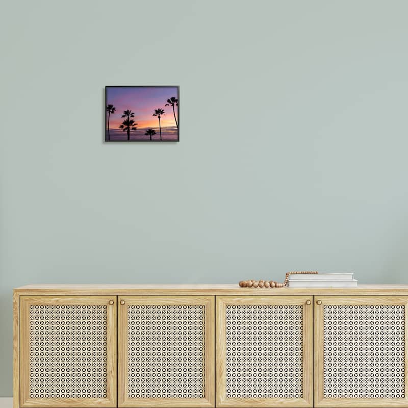 Stupell Purple Sunrise Sky Tall Palm Trees Silhouettes Framed Wall Art, Design by Jeff Poe Photography