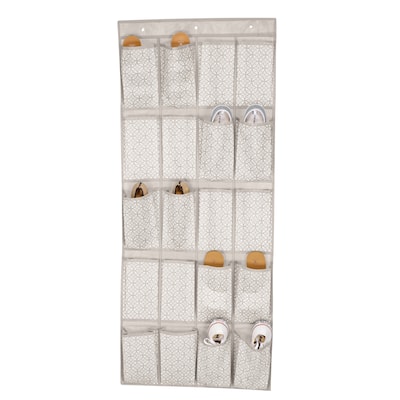Simplify Boho 20-Pocket Shoe Organizer in Grey - 0.25" x 22" x 54"