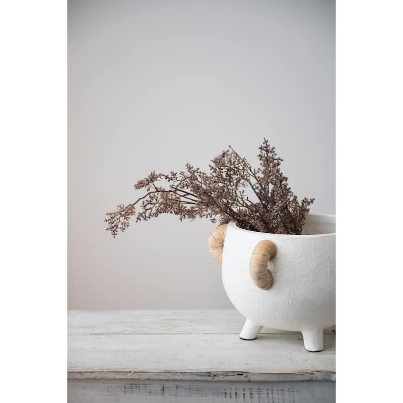 Terracotta Planter w/ Rattan Accent