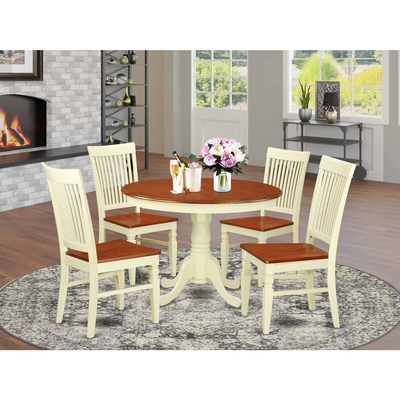 5-Piece Kitchen Table Set - Dining Table & 4 Chairs - Vintage Style - Buttermilk Cherry Finish