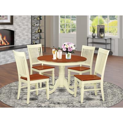 5-Piece Kitchen Table Set - Dining Table & 4 Chairs - Vintage Style - Buttermilk Cherry Finish