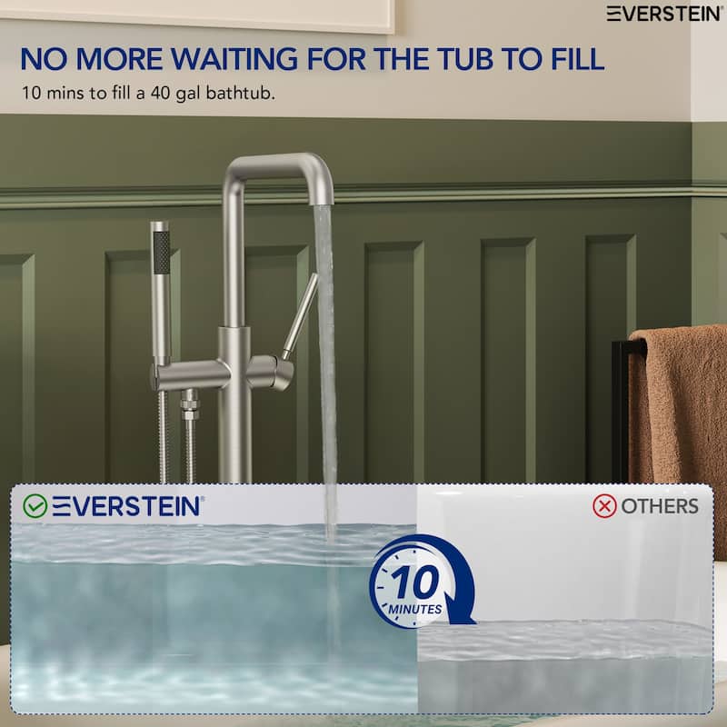 Freestanding Tub Faucet with Hand Shower,Modern Floor-Mount Bathtub Faucet