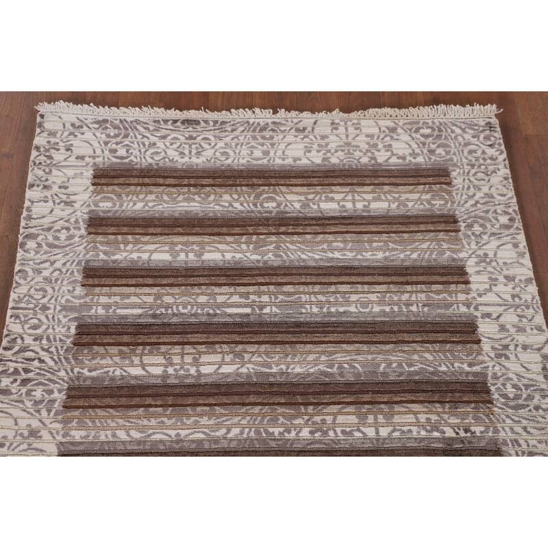 Modern Oriental Accent Rug Handmade Abstract Wool Carpet - 2'9"x 4'8"