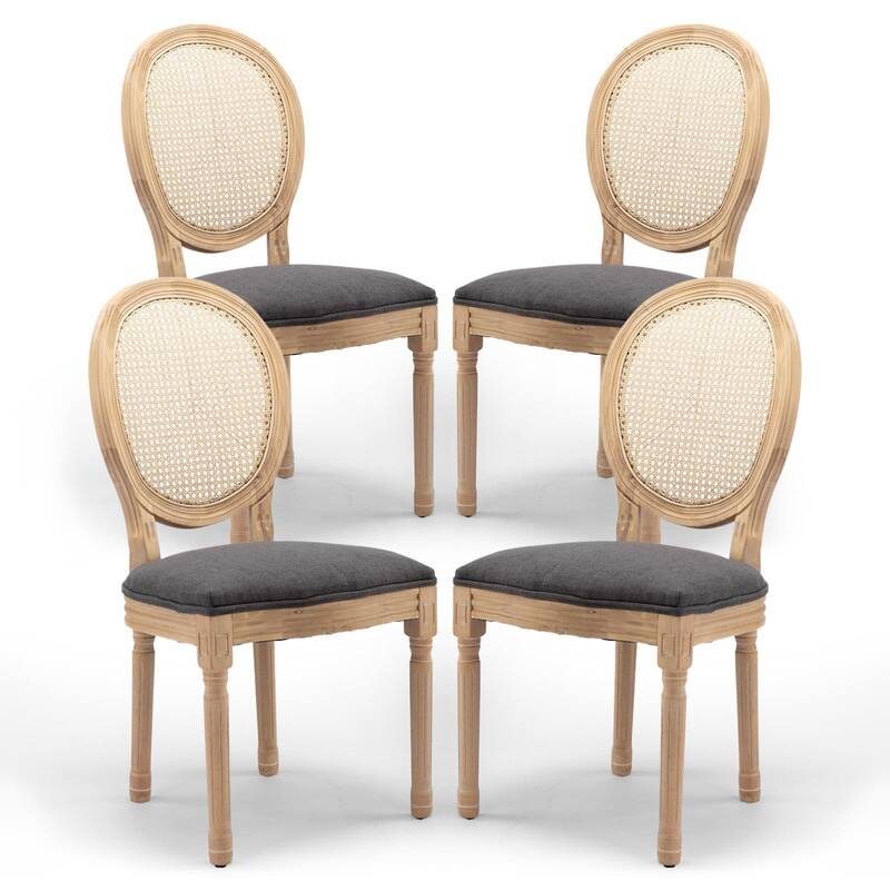 Upholstered French Style Nailhead Dining Chairs(Set of 4)
