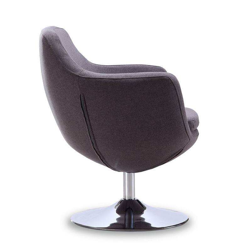 Manhattan Comfort Caisson Polished Chrome Faux Leather Swivel Accent Chair
