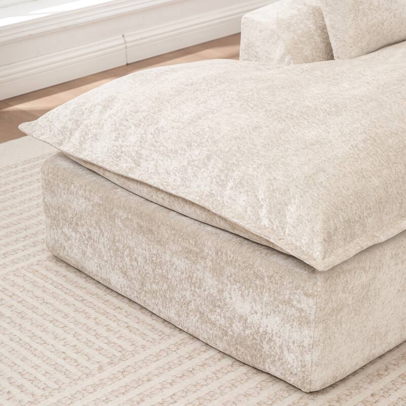 Modular Cloud Sectional Couch with L-Shape Chaise, Chenille Upholstered Boneless Sofa, Compressed Deep Seat Sofa with Pillows