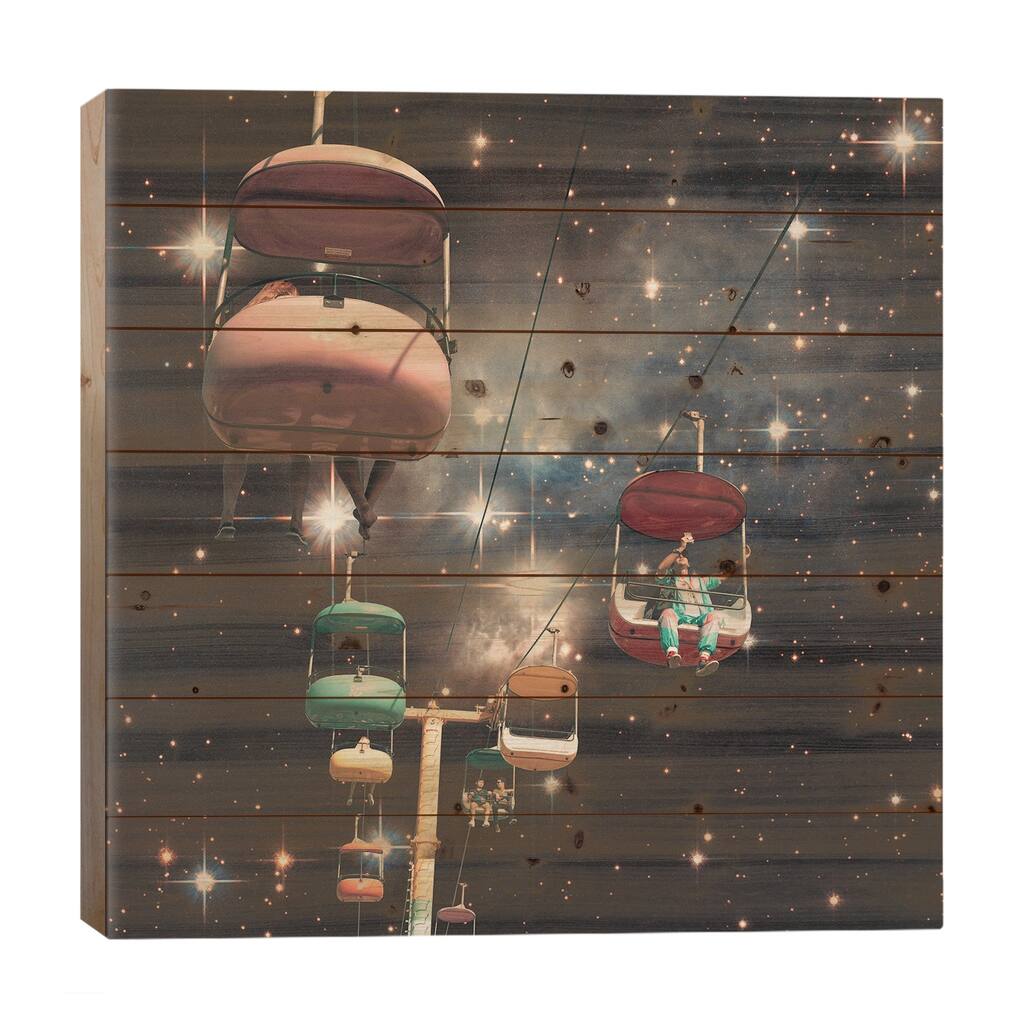 Gondolas Print On Wood by Andreas Lie - Multi-Color