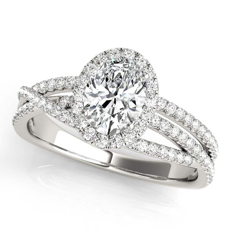 Auriya 14k White Gold Lab Grown Oval Diamond Halo Engagement Ring 0.50 to 5.00 ct. tw. (F-G VS) - 5.00 ct. center - 7