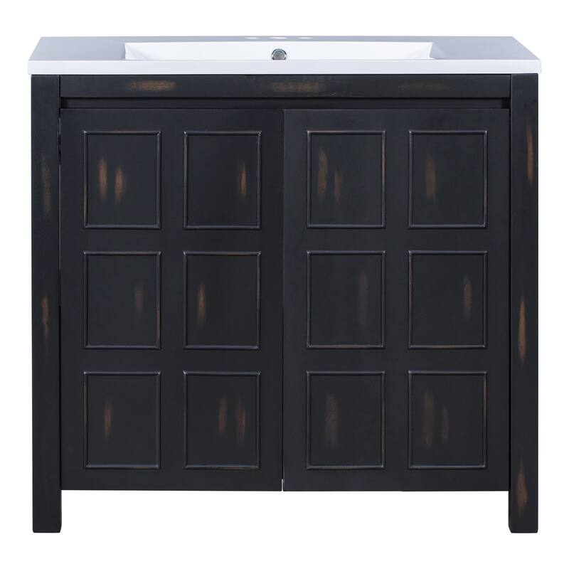 36 Inch Bathroom Vanity with Ceramic Sink,Solid Wood Framework