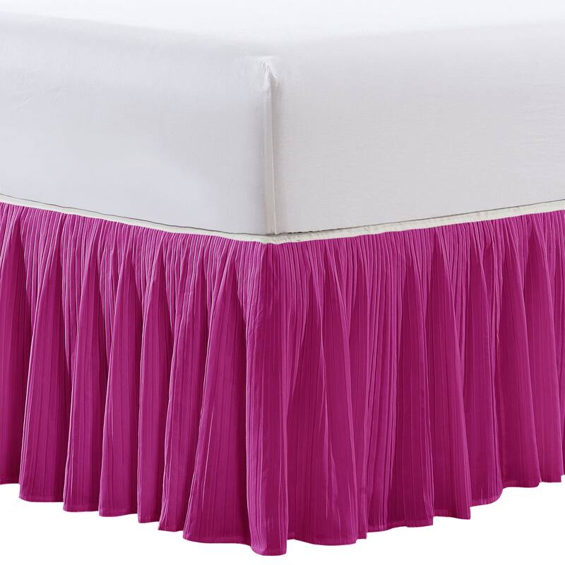 Serenta Pleated Bedskirt 18" Drop - 32 Color Options - King - spring crocus