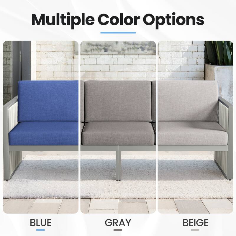 3 Seats Patio Sofa All Weather Wicker Patio Couch