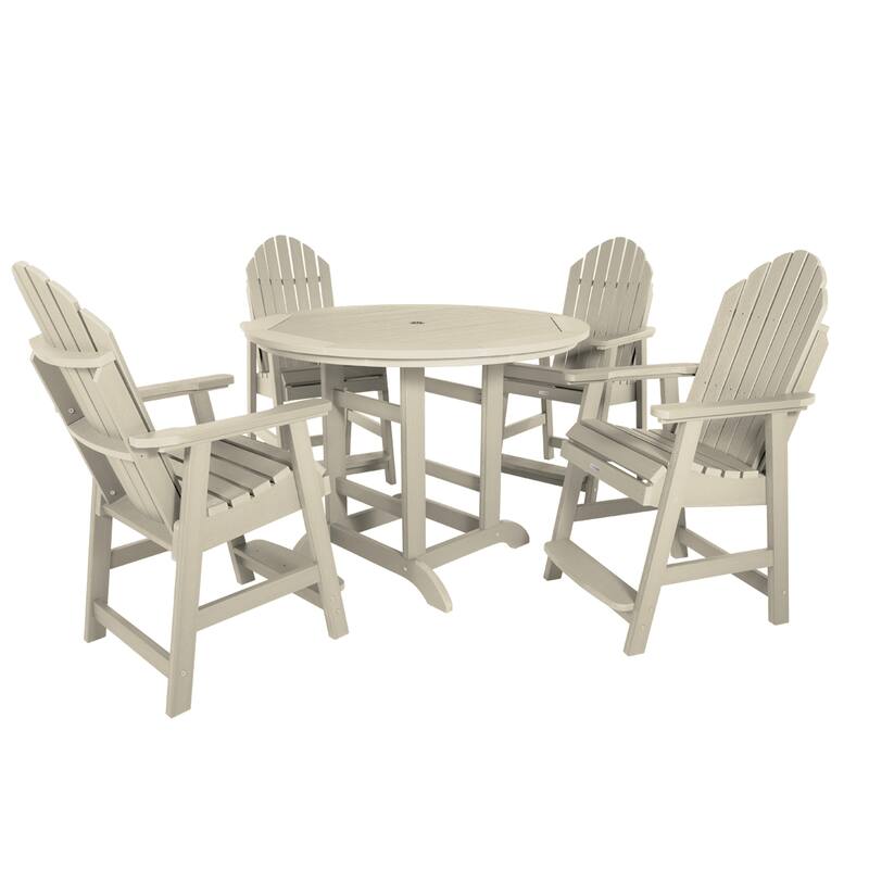 Hamilton 5-Piece Outdoor Counter Height Dining Set - 48" Round Table - Whitewash