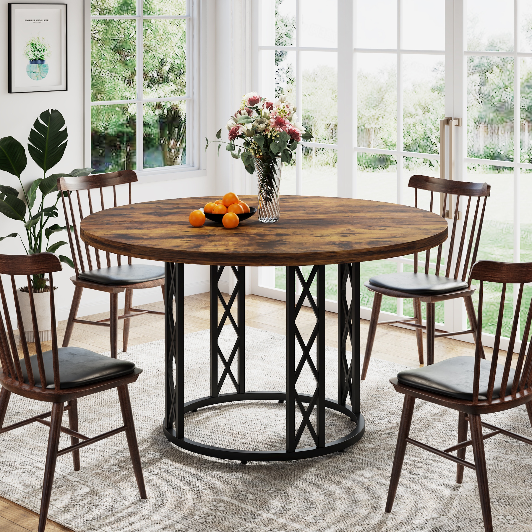Round Dining Table for 4 People 47 Kitchen Table with Metal Base On Sale Bed Bath Beyond 39573406