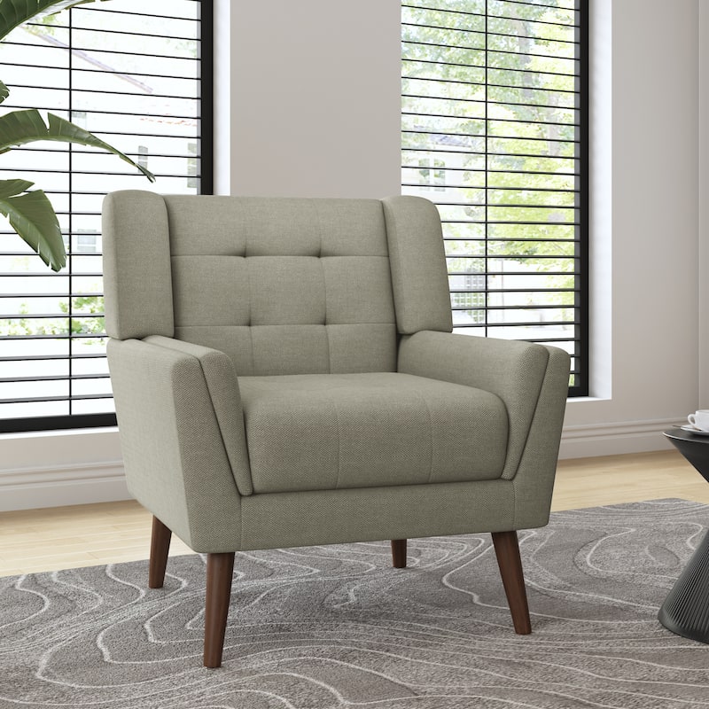 Modern Linen Accent Chair Tufted Armchair