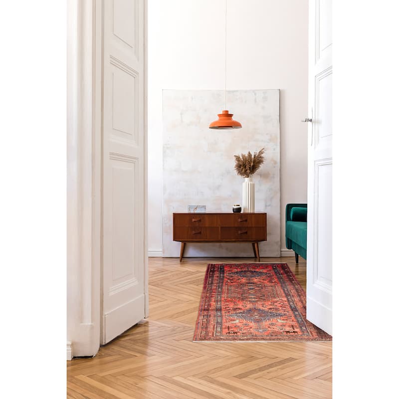 ECARPETGALLERY Hand-knotted Andelz Red Wool Rug - 4'3 x 10'4