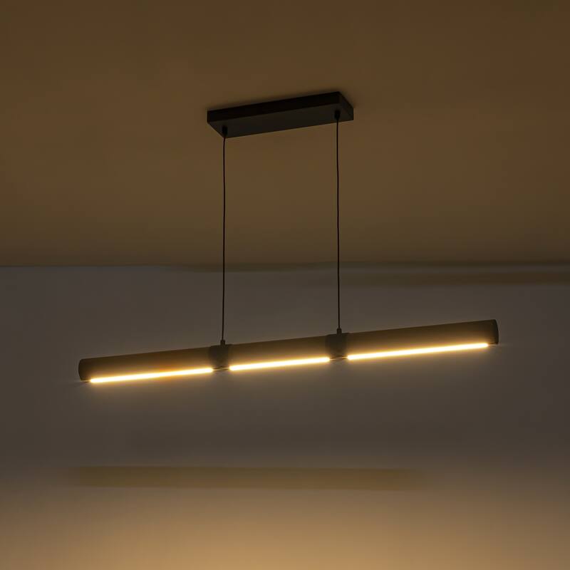 41.3 in. Farmhouse Rustic Linear Wood Integrated LED 3000K Pendant Light