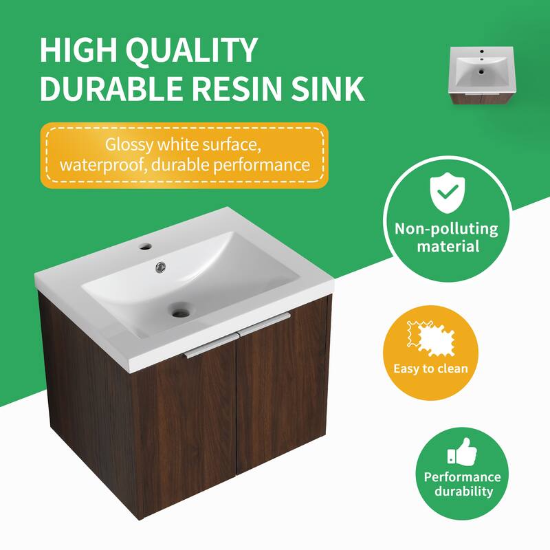 BNK 12/24/36/48/60 Inch Wall-Mounted Bathroom Vanity, Bathroom Cabinet with Doors or Side Shelves
