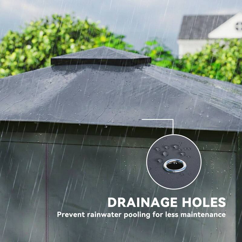 Outsunny 10' x 12' Outdoor Patio Gazebo, Soft Top Gazebo Canopy Shelter with Double Roof, Curtains, Netting, Steel Frame