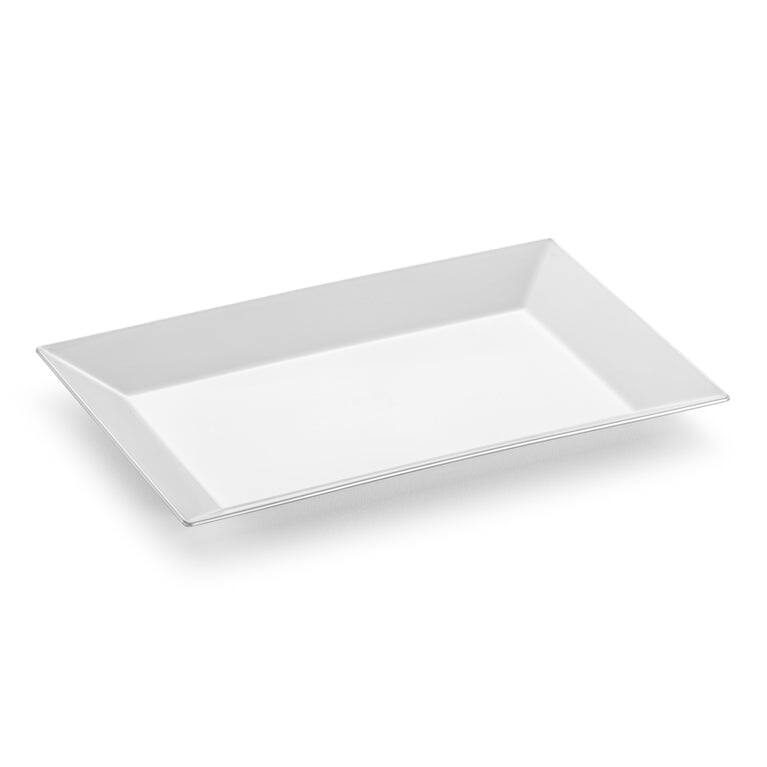 Solid Rectangular Disposable Plastic Plate Packs - Party Supplies - 120pcs - Dessert Plates - Silver