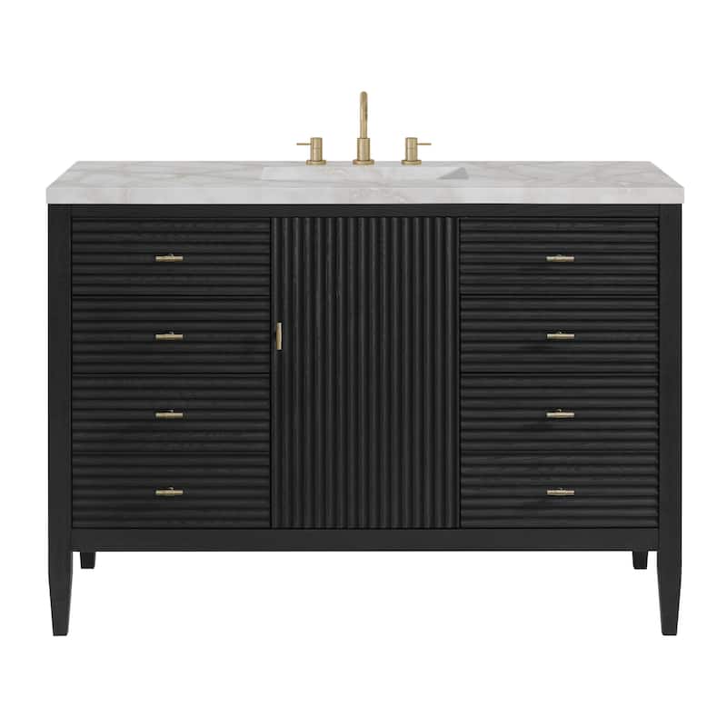 James Martin Vanities 485-V48-3VSL Myrrin 48" Single Basin Wood Vanity - Carbon Oak - Oak Finish