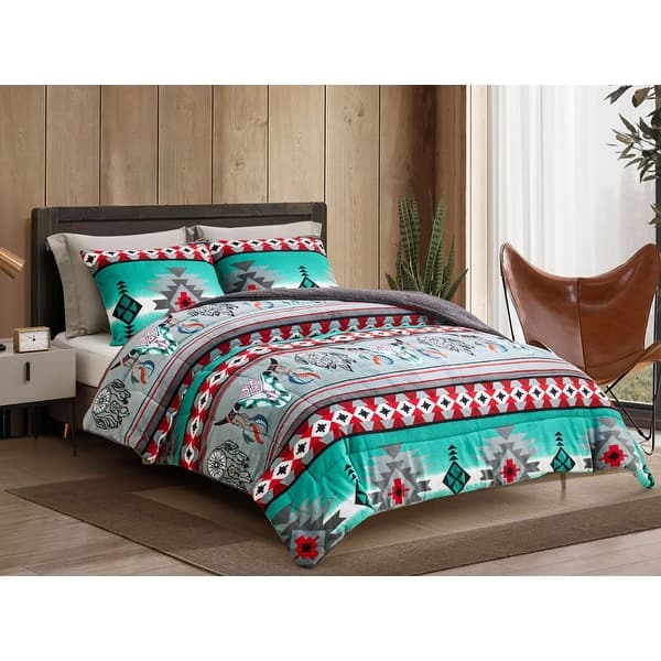 Southwestern Tribal Aztec Blue Red Warm Super Thick Soft Borrego