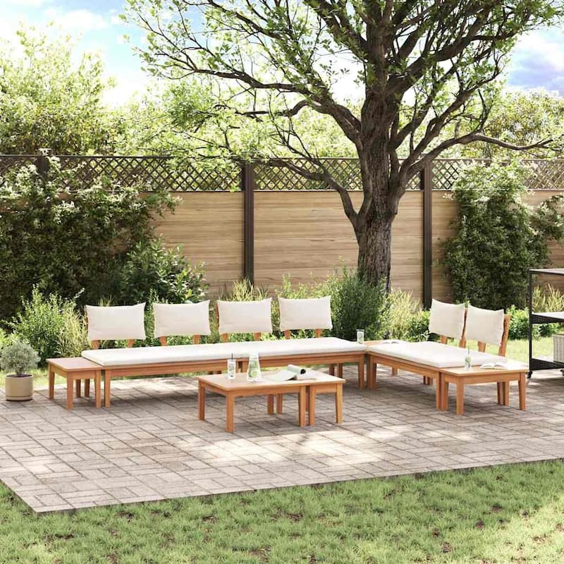 vidaXL Garden Bench Set with Cushion 3/4/5 pcs - 23.6" x 23.6" x 11.8 - Brown 2x bench + 2x chair + Table