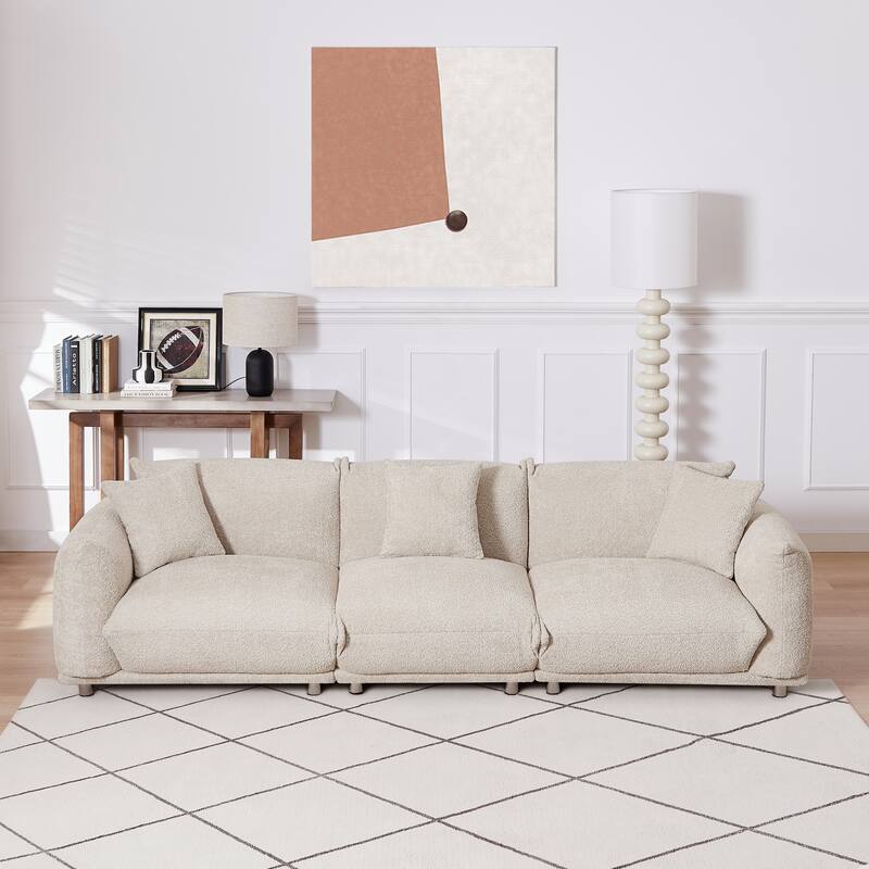 Camel Modern 111" Oversized 3-seater Sofa with Metal Legs and Solid Wood Frame for Living Room