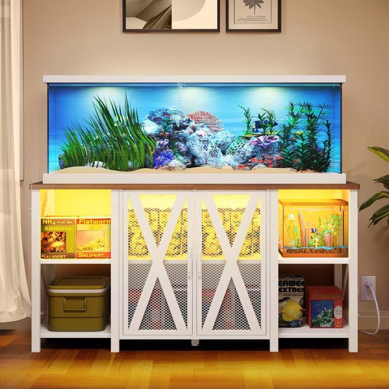 Aquarium Stand Fish Tank Stand For 75-120 Gallon Aquarium Tank with LED Light