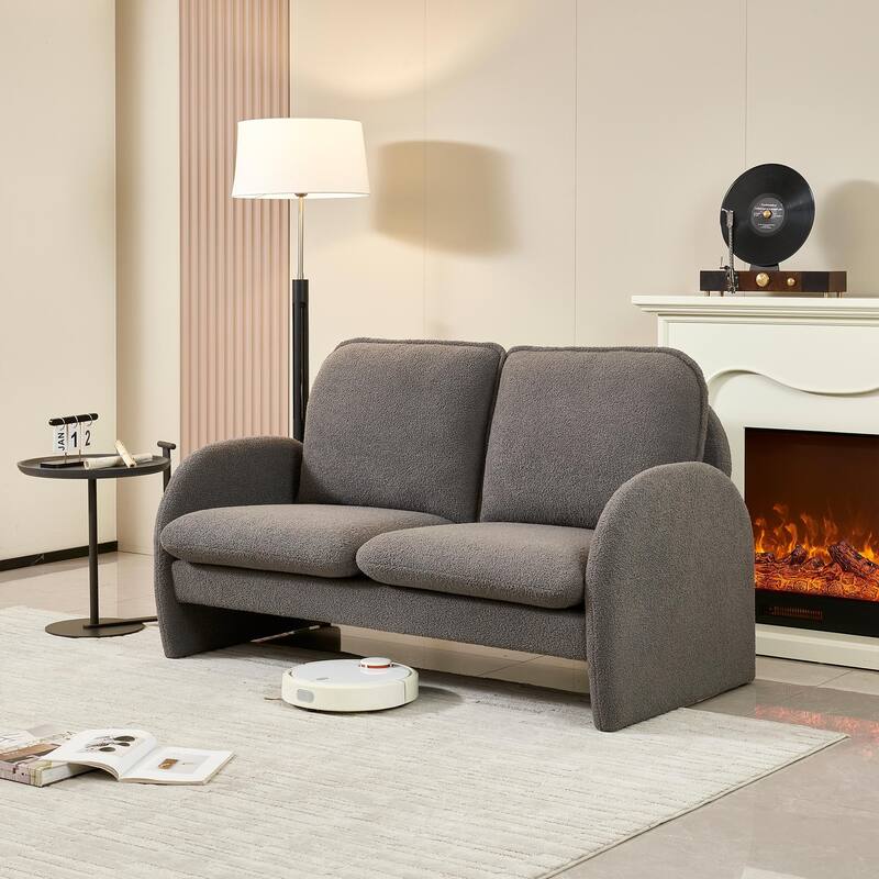 Modern Sherpa Upholstered Accent Chair - Grey-59.05"*30.70"*34.25"(L*W*H)