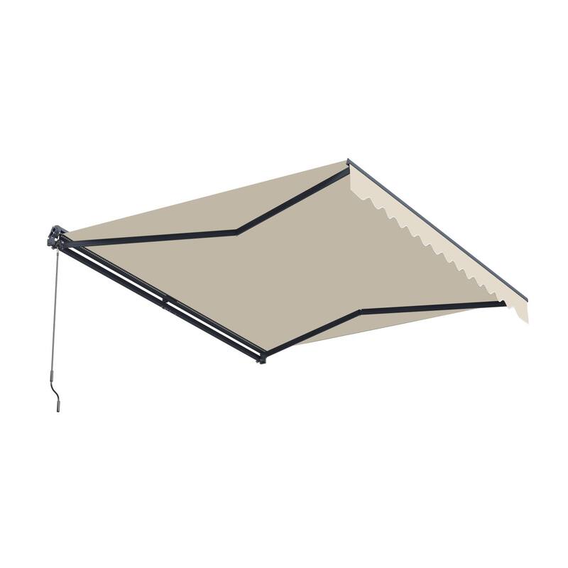 ALEKO Moroccan Semi-Cassette Motorized Patio Awning - Ivory Cream - 12 x 10 Feet - 12 x 10 feet