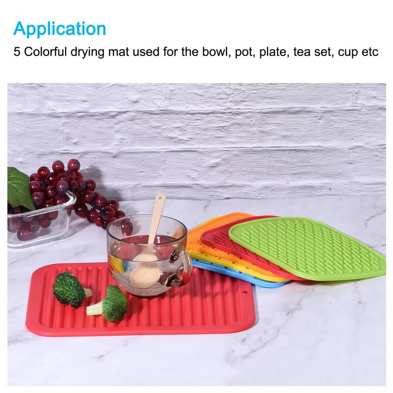 Silicone Dish Drying Mat Set, 2Pcs Under Sink Drain Pad Heat Resistant - 8.5 x 6 x 0.24 inch