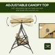 preview thumbnail 14 of 16, Outsunny 3-Seat Patio Swing Chair, Outdoor Canopy Swing Glider with Cushion with 3 Throw Pillows & Adjustable Shade for Porch