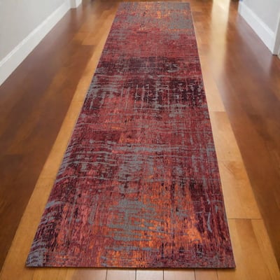 Hewub Abstract Modern Non Skid Woven Area Rug By HomeRoots - 96' X '31' X '0.12