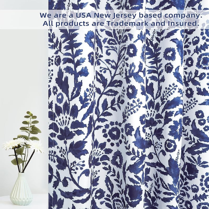 Porch & Den Ouzel Floral Watercolor Blackout Lined Window Curtain Panel Pair