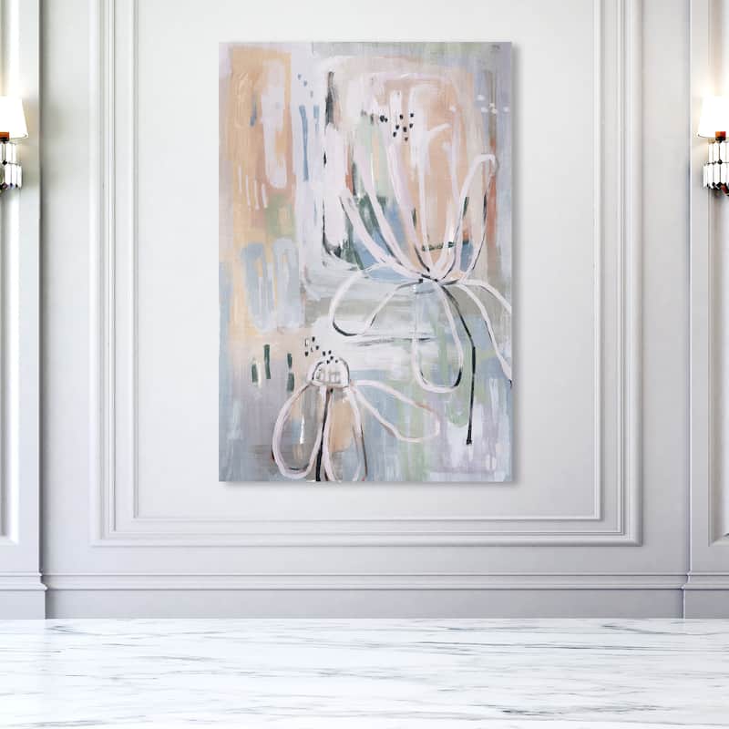 Wynwood Studio Canvas Abstract Floral Pastel Shower Gray and Modern & Contemporary Wall Art Canvas Print - 54 x 36