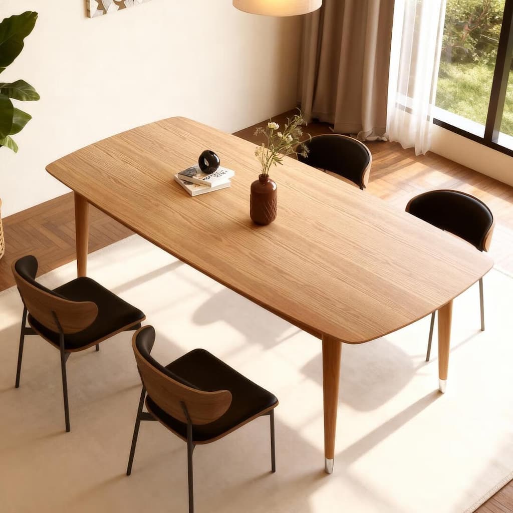 Mid-Century Modern 62.9" Rectangular Dining Table for 4-6, Solid Wood Kitchen & Dining Room Table with Tapered Legs