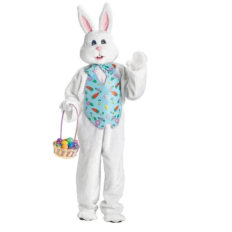 Shop Deluxe Plush Adult Easter Bunny Rabbit Costume With Blue Printed Vest White Overstock 20879305