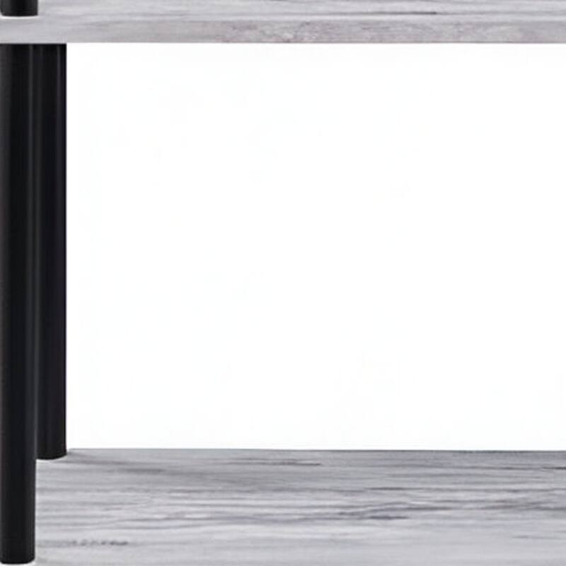 HomeRoots 44" Antiqued White And Black Distressed Metal and Wood Four Tier Etagere Bookcase