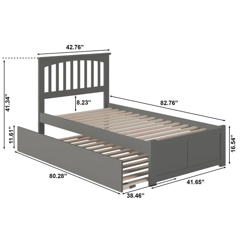 Mission Platform Bed with Footboard and Twin XL Trundle