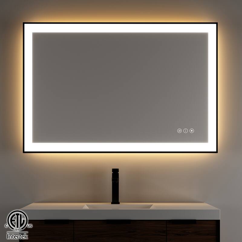 Rectangular LED Light Anti-Fog Vanity Mirror with Backlit, Front Light - 55 in. W x 30 in. H - 55 in. W x 30 in. H 