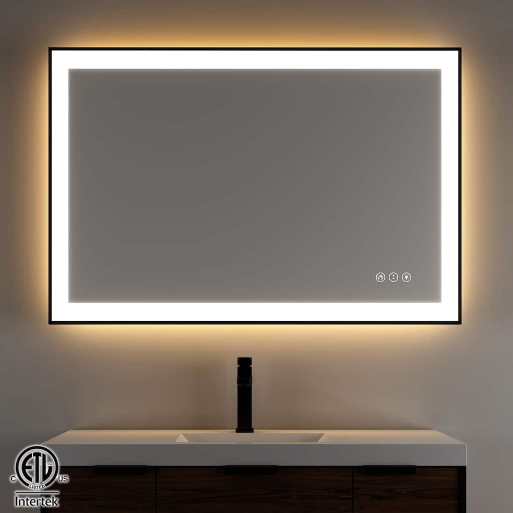 Rectangular LED Light Anti-Fog Vanity Mirror with Backlit, Front Light - 55 in. W x 30 in. H