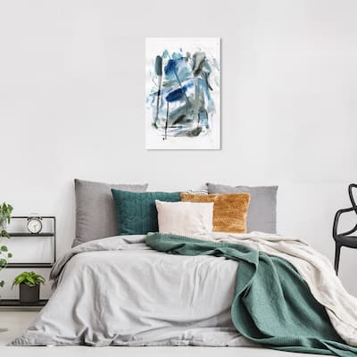 Wynwood Studio Abstract Mint Leaves Within Blue and Modern & Contemporary Wall Art Canvas Print