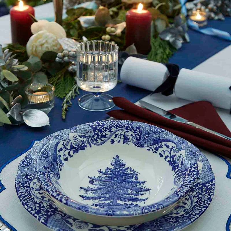 Spode Blue Italian Christmas Tree Bowl - 7.9-Inch
