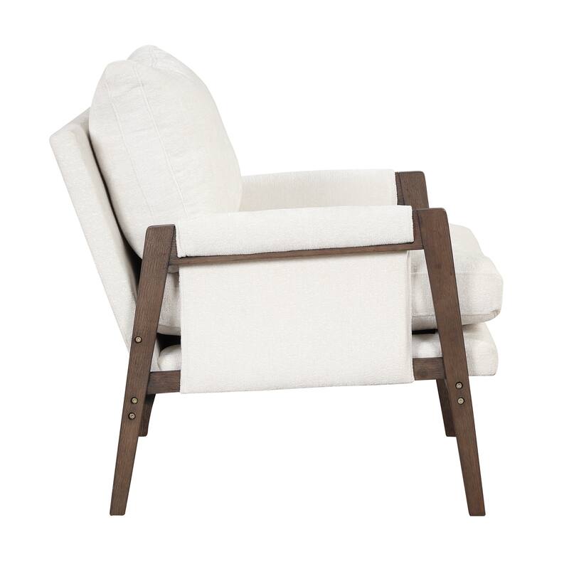Mid-Century Modern 30.2" Velvet Arm Chair with Solid Wood and Thick Seat Cushion for Living Room