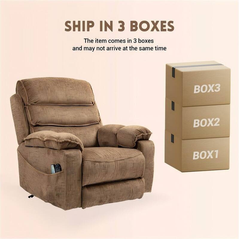 Extended Footrest Comfort Chenille Power Lift Recliner with Massage and Heat