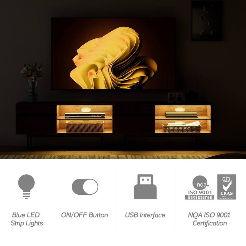 WAMPAT Modern TV Stand for up to 85 inch TV