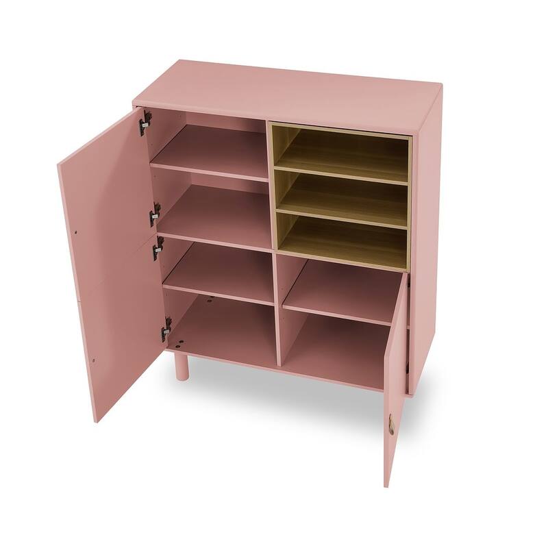3 Doors Wooden Cabinet with Leather Handle