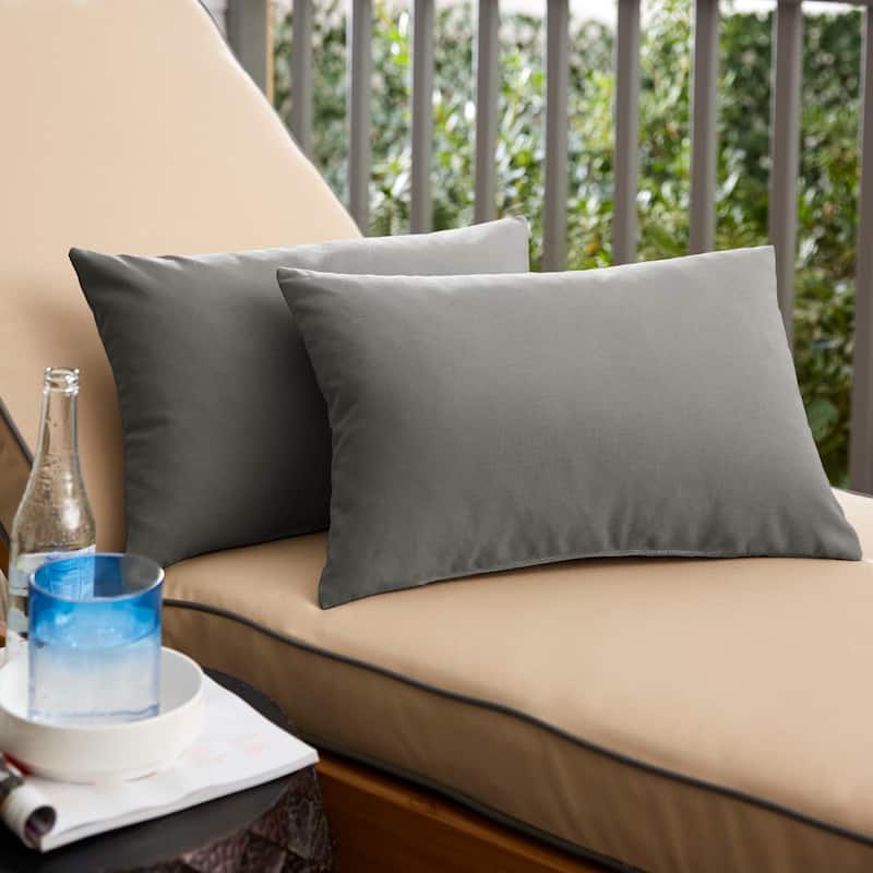 Sunbrella Canvas Charcoal Indoor/Outdoor Knife Edge Pillow (Set of 2) - 13 in L x 20 in W