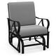 preview thumbnail 2 of 21, Patio Glider Rocking Chair with Curved Armrest and Breathable High Backrest - 28.5" x 26" x 35" (L x W x H) Grey